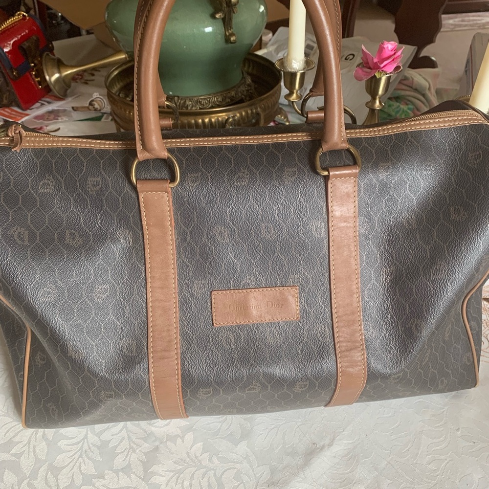Christian Dior  Black & Brown Duffel Travel Bag